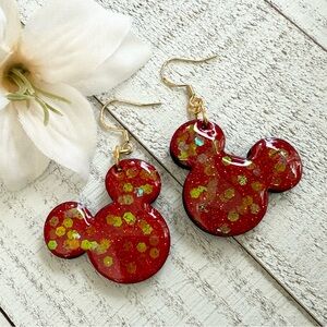 Sparkling Red Mouse Head Earrings